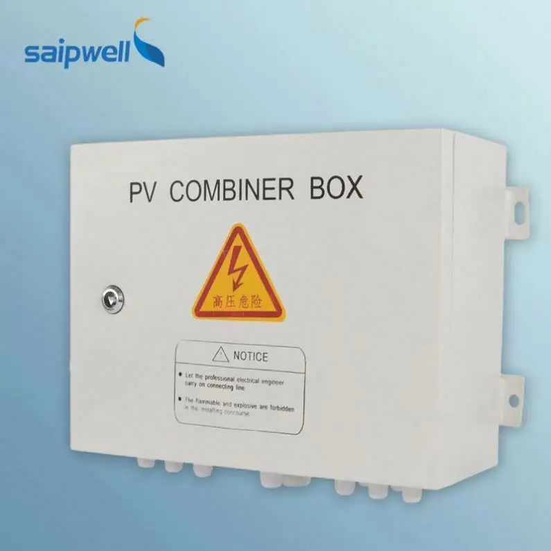 Saip/Saipwell Pv Combiner Lightning Arrester Wall Mounting Type 4 In 2 Out Waterproof String Box Grid Solar Panel System