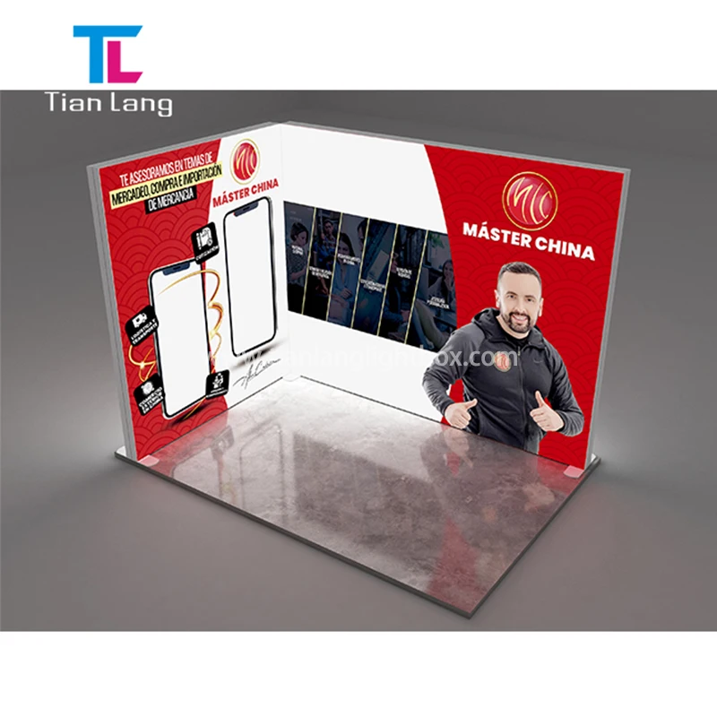 Modular Trade Show For car Accord Modification Education Aluminum Profile Exhibition Fabric Display Custom Light Booth Light Box