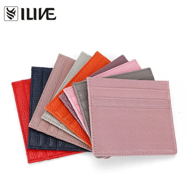 Genuine Leather RFID Blocking Business Card Holder Case Visa Credit Cards