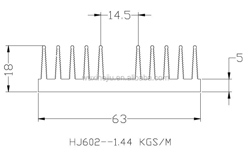 Passive aluminum extrusion heatsink 63(W)*18(H)*100 (L)mm