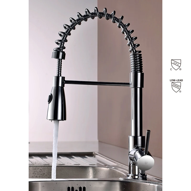 
HIMARK ODM quality brass upc single handle flexible pull down kitchen faucet 