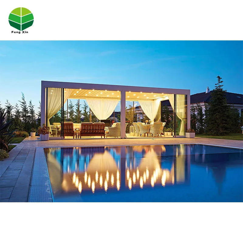 Electric Opening  Rain-resistance Louvre  Aluminum Pergola Patio Sunroof for Deck