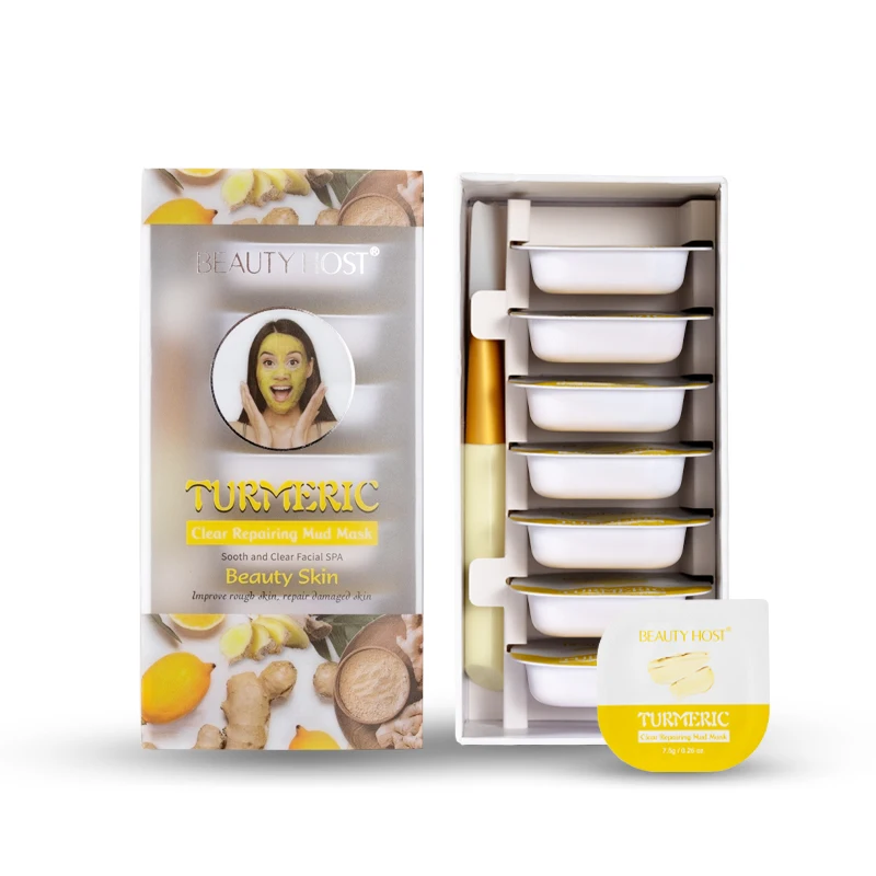 Facial Mud Mask With Brush Private Label Natural Deep Cleaning Oil Control Dead Sea Face Mud Mask Chocolate Turmeric Clay Mask
