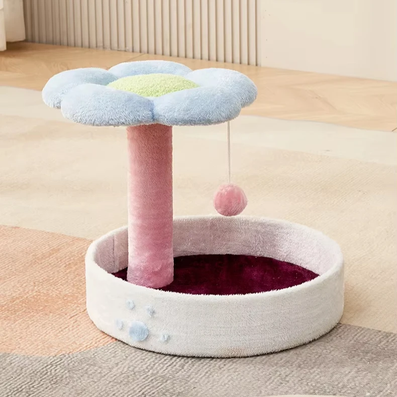 Best Price 2-in-1 Cat Tree Tower Cute Design Comfortable Joyful Bed Scratch Made Sustainable Wood Small Cats Climbing Fur