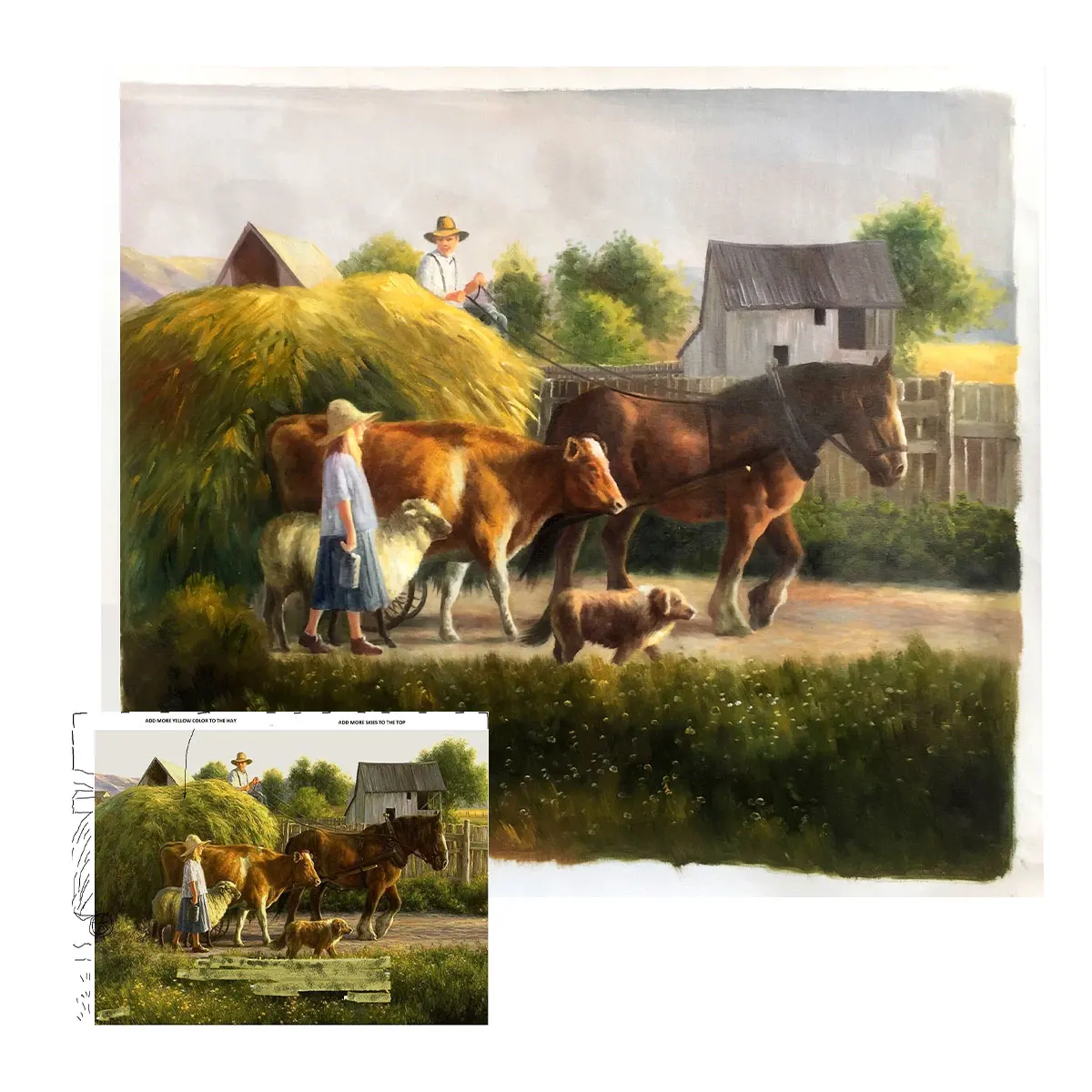 Original Art Hand-Painted Landscape Canvas Art of Horse High Quality Oil Painting Custom for Living Room or Bedroom