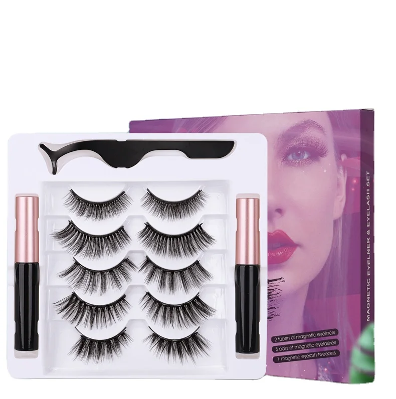 Custom Eyelash Packaging Lashbox Applicator Extension Fan Lash Free Glue Five Pairs Eyelash Kit