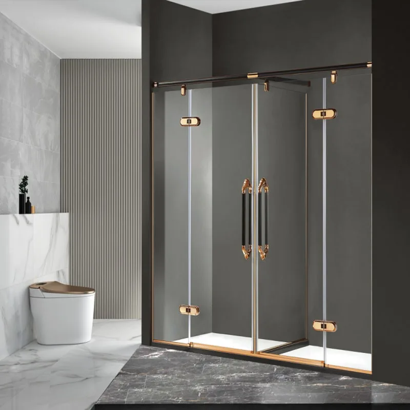 10mm thick building 304 ss frame unbreakable toughened tempered polished glass panel shower cubicle