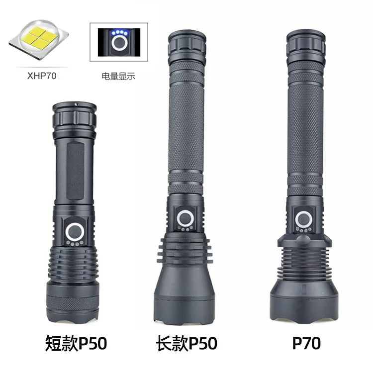 
Telescopic Aluminium Alloy Strong Light torch Retractable Zoom 18650 or 26650 USB rechargeable P70 P50 Torch Flashlight 