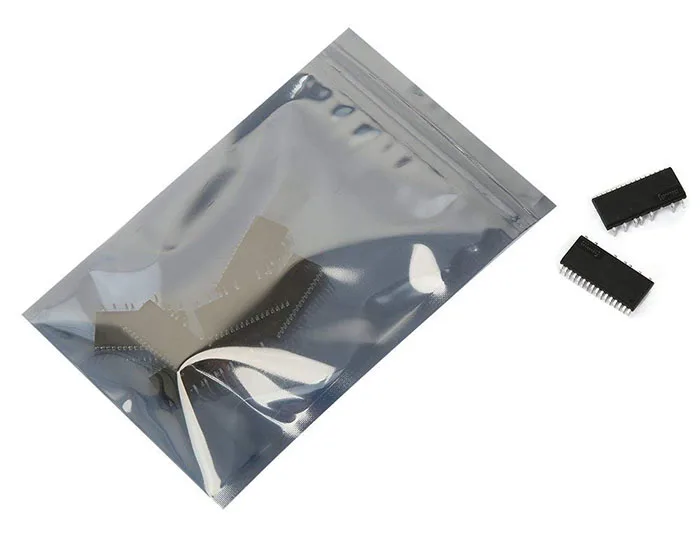 reclosable electronic instruments packaging pouch antistatic plastic ESD metalized vacuum zipper bag
