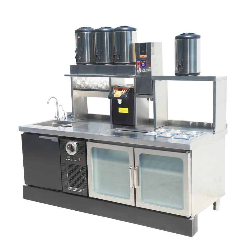 Customized Bar Milk Tea Counter Milk Tea Shop Working Table Customized All Set Bubble Tea Equipment