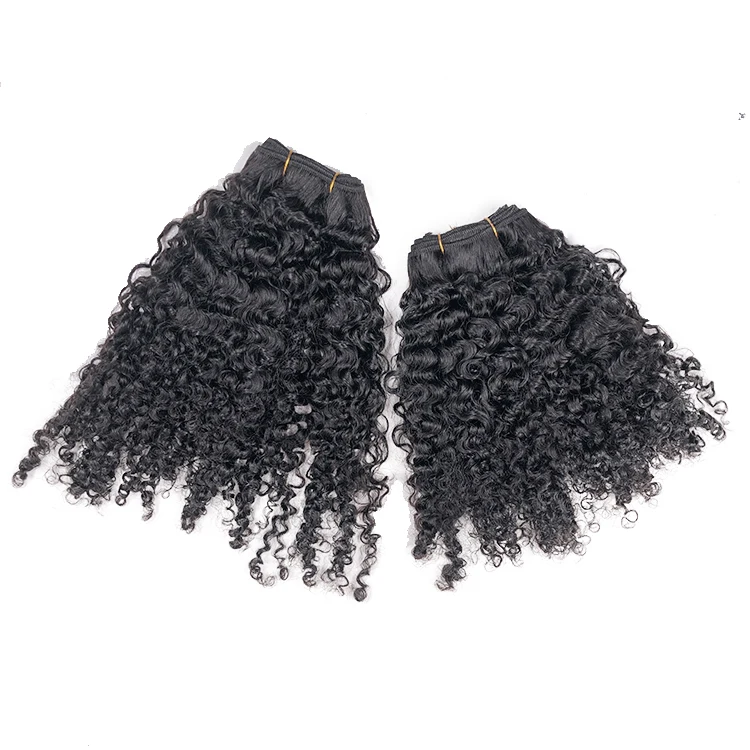 Burmese Kinky Afro Curly Hair Bundle Full Cuticle Aligned Raw Indian Human Hair Machine Double Weft