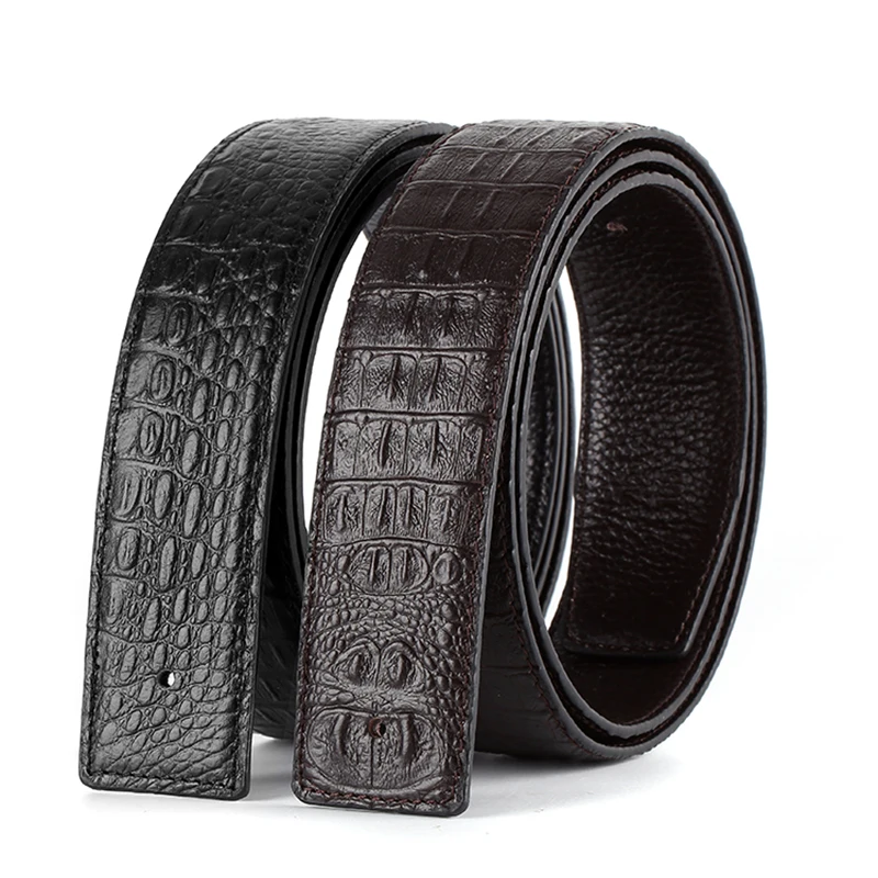 С узором «крокодиловая кожа» из воловьей кожи с тиснением под аллигатора принты коровья кожа с натуральным лицевым покрытием кожаный ремень для мужчин без пряжки ремней