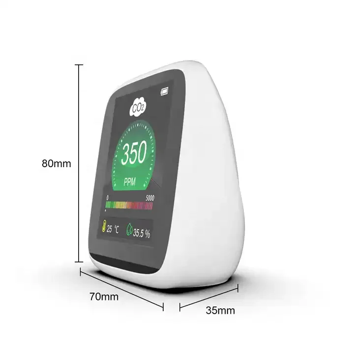 Hot Sales 3 in 1 NDIR CO2 Meter 1600mAh Rechargeable Infrared CO2 Detector Desktop CO2 Monitor with Temperature Humidity