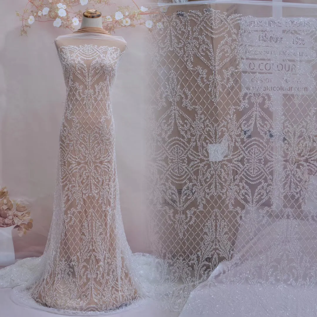 Цветочная леска, инкрустированные бусинами, кружевная ткань, маленький Минимальный заказ 10 ярдов