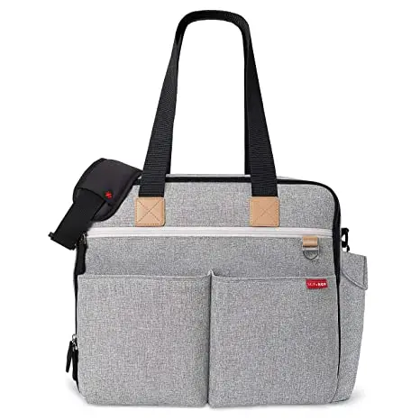 Diaper Bag  Extra Large Capacity with Changing Pad & Stroller Attachment, Grey Melange