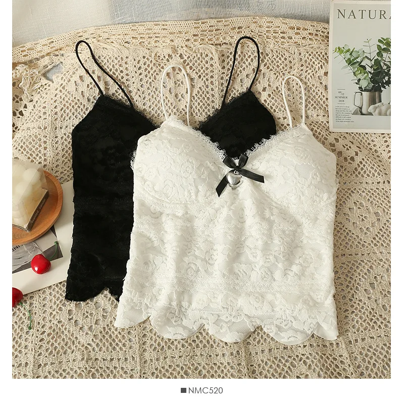 New design  lace cami top sexy beauty bow  crop Tank top modal soft  halter  for women