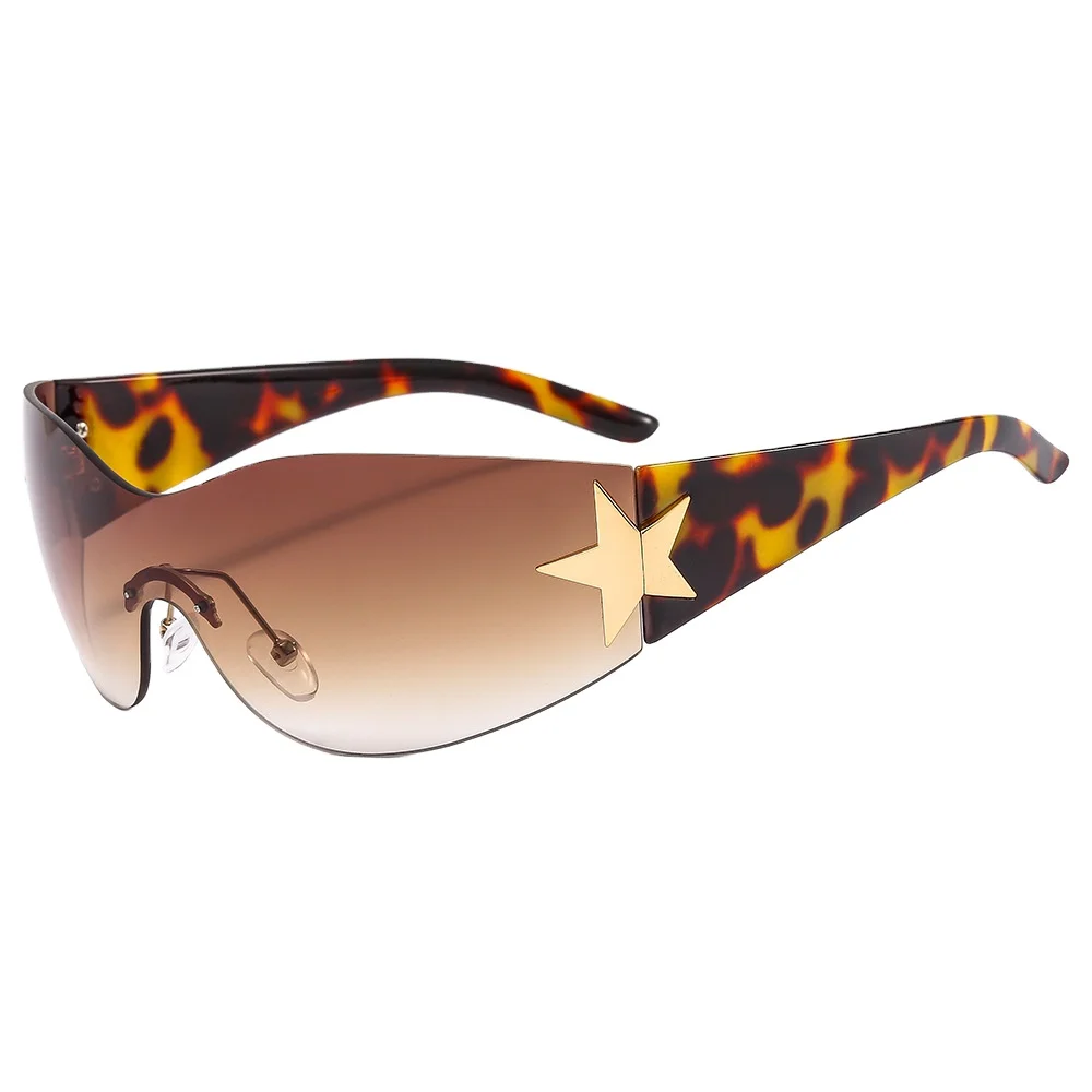 2023 Top Selling Metal Star Logo Rimless Sunglasses Stylist Eye Protection Sunglasses Outdoor Sporting Glasses For Women Men