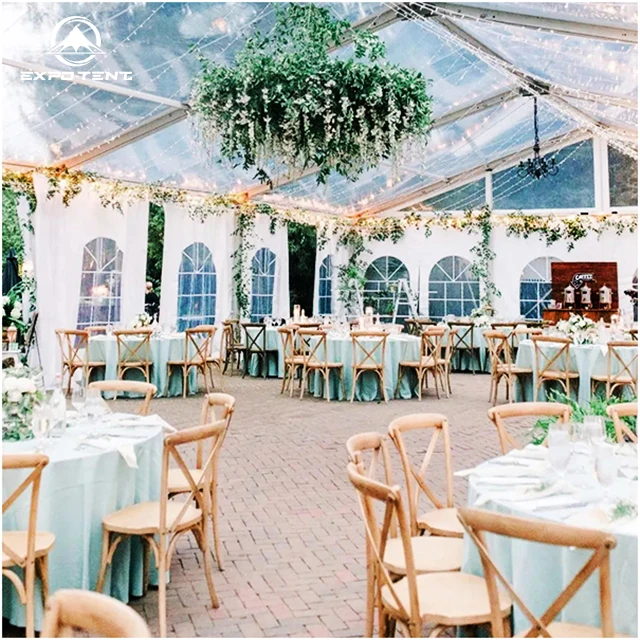 Luxury Transparent Wedding Tents Event Tent Event Outdoor Marquee With Clear Roof Tents for 150 People Events Marquee