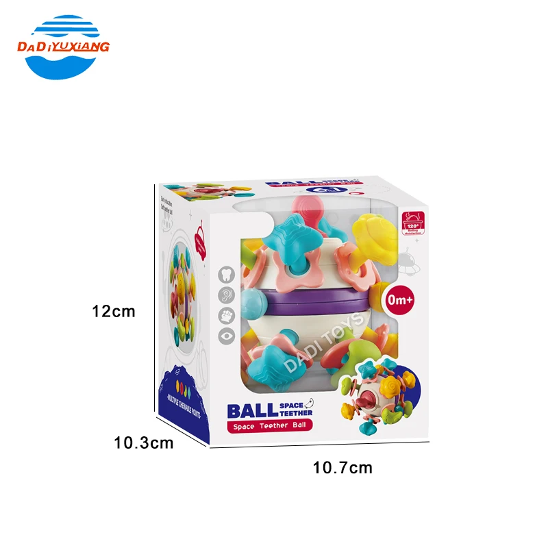 DADI OEM/ODM Space Colorfu Baby Sensory Teether Ball Hand Grip Ball Teether Rattle Toy Soft Teether Ball For Baby