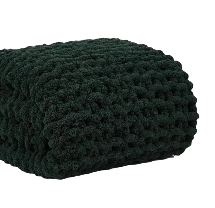 Buy Chunky Knitted Blankets Soft chenille Thread Throw 50x60 handmade cable woven crochet blanket Sofa home decor