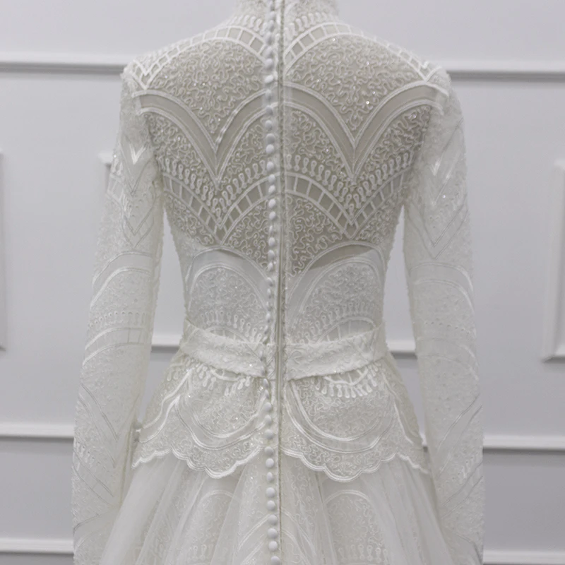 Eslieb SJ253 White Long Sleeve Muslim Women Arabic Dubai Abaya Kaftan Style Wedding dress Party Prom Dresses