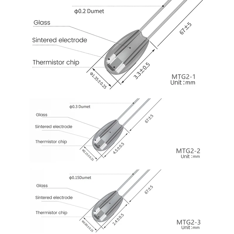 Стеклянный герметичный датчик температуры ntc air 2,065 k 3950k 2.5%