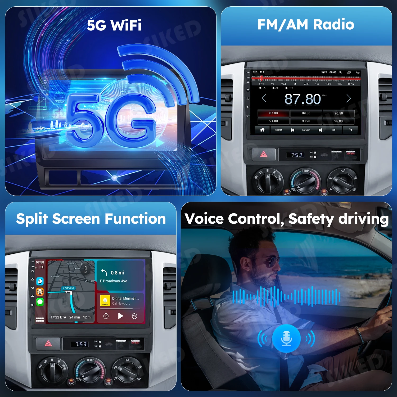 9' Android 12 Tacoma Screen for Toyota Tacoma 2005-2015Multimedia Player Wireless Carplay Android Auto Stereo GPS Backup Camera