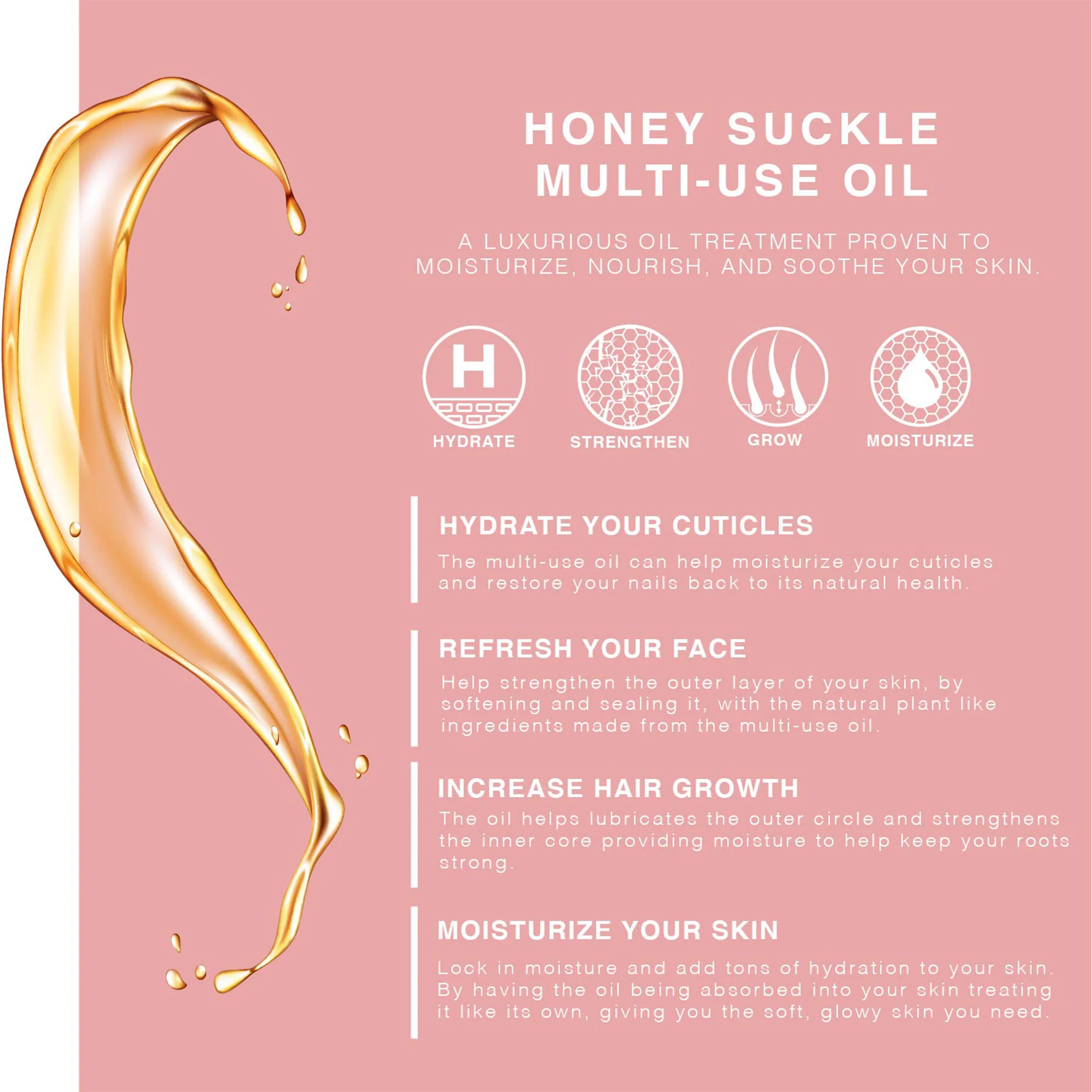 Private Label Multi Use Face Body Hair Oil Hydrates Skin Restores Shine Sweet Almond Apricot Coconut Oil Vitamin E 4Oz Body Oil