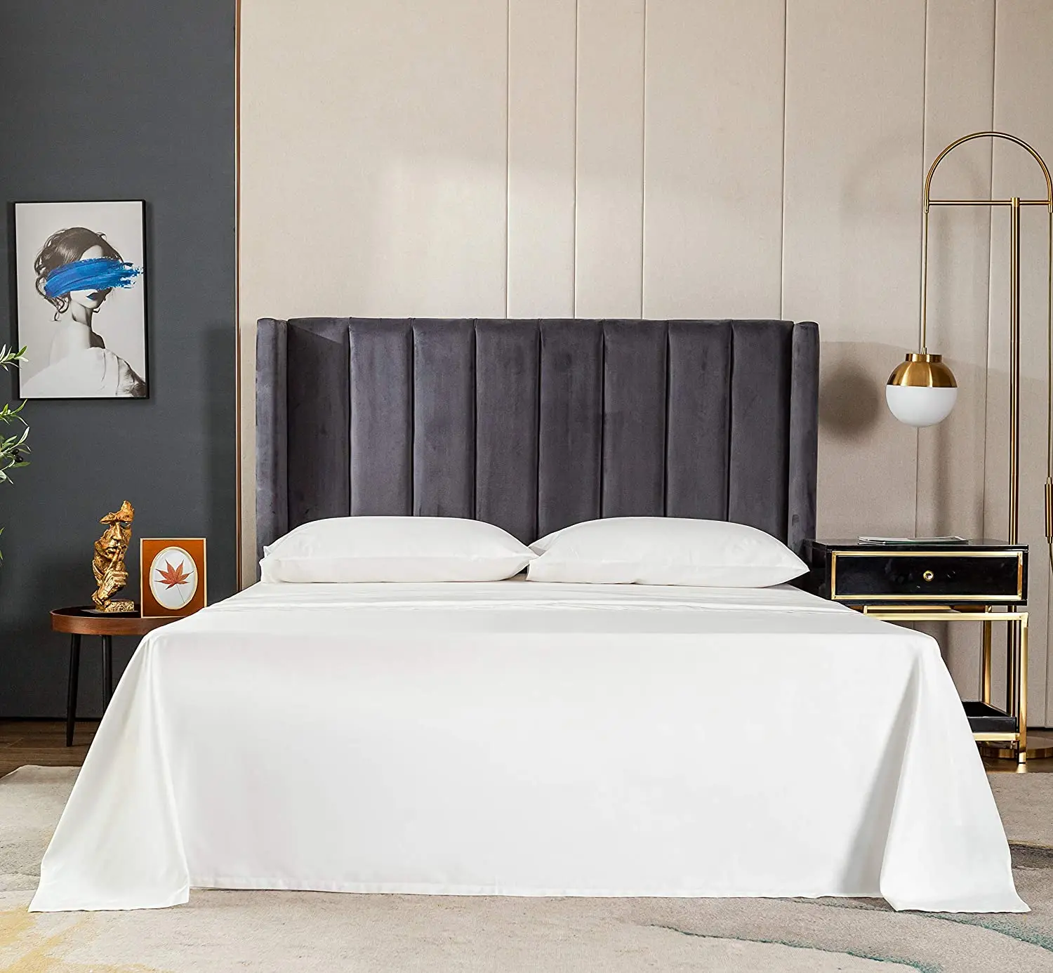 1000tc Egyptian Cotton Bed Sheets in Turkey White Woven Modern Bedsheet Solid Bed Lines