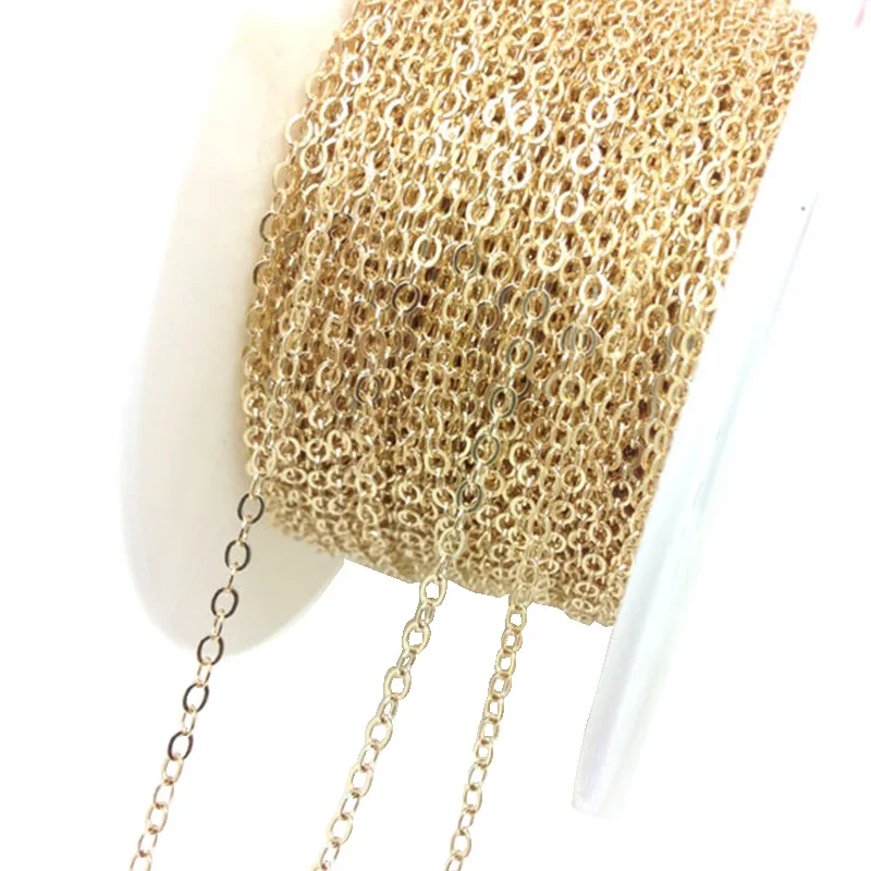 Fashion Permanent Jewelry Hot Sale Flat Cable Chain for Women Men Jewelry Making 14K Gold Filled Chain