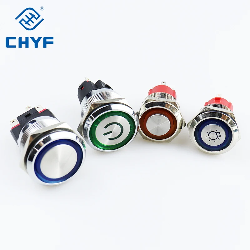 16mm 19mm 22mm latching metal push button switch 10A 20A big current  nickel plated brass  waterproof push button switch