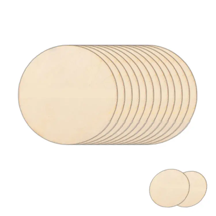 Eco-freindly Natural Round Blank Wood Discs Circle Wood Cutouts For Craft Supplies
