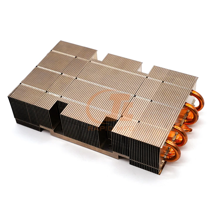 Stacked Zipper Fin Heat sink Reflow Soldering with Cooper Heat Pipe Heat Sink Aluminum Fins