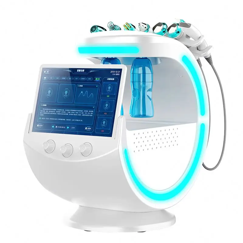 Ice Blue  Mirror Skin Deep Facial cleaning Sprayer Machine 7 in 1 hydro dermabrasion oxygen equipment