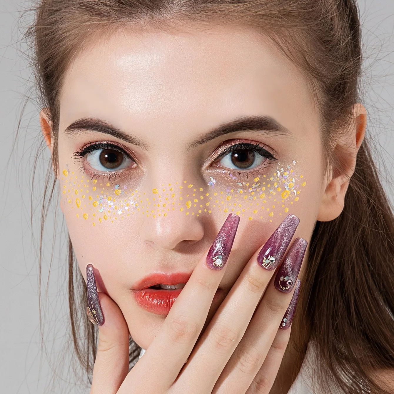 Makeup Patches Face Glitter Makeup Speckles Patch with Freckles Faux Speckle for Festive Tattoo Sticker
