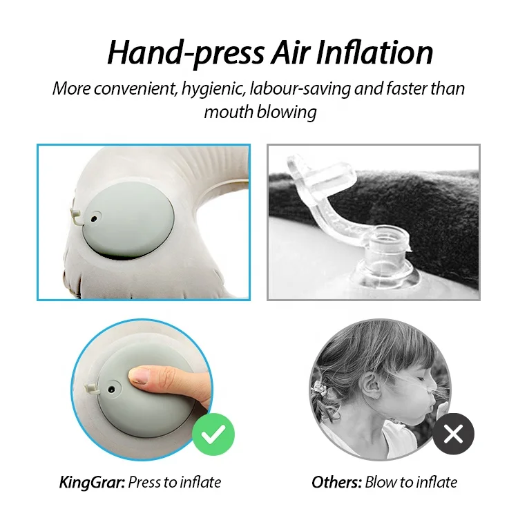 KingGear Flocking Environmentally Friendly PVC Inflatable Camping Pillow
