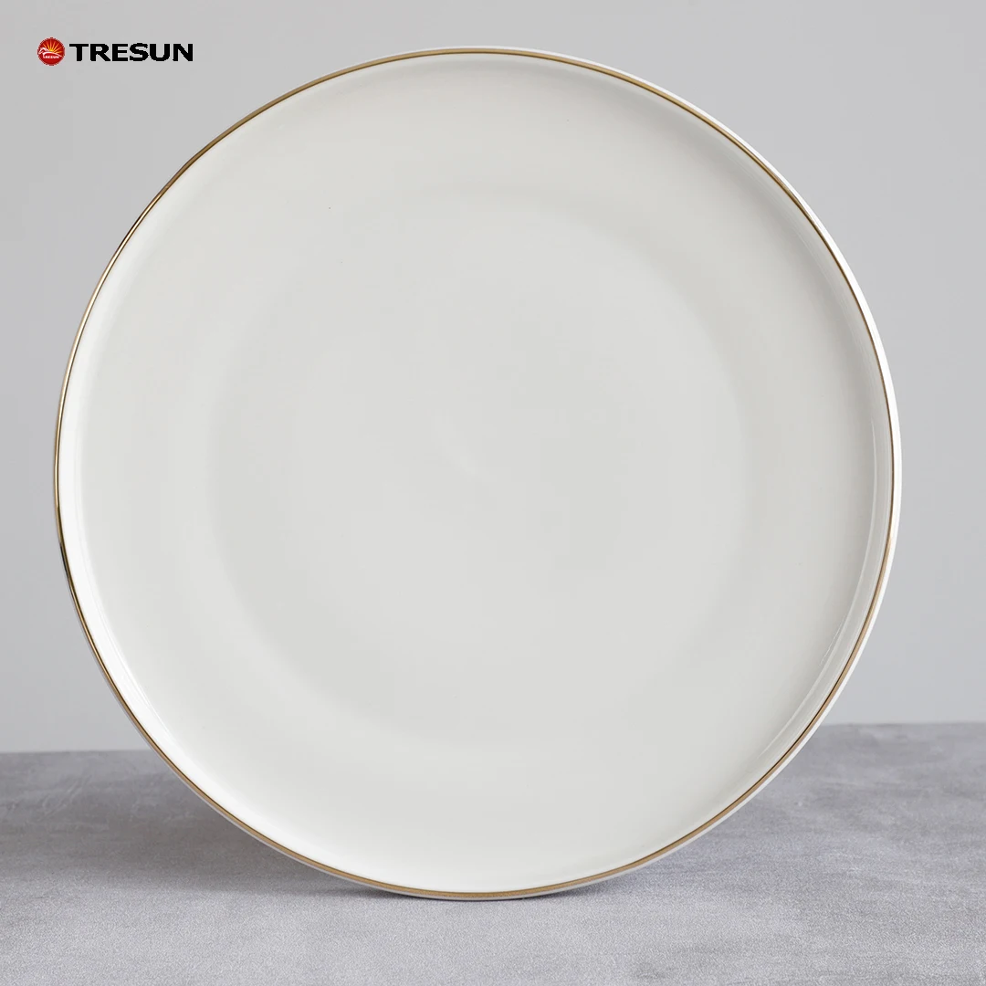 24 pcs service for 4 6 plates and bowls white gold rim new bone china dinnerware set