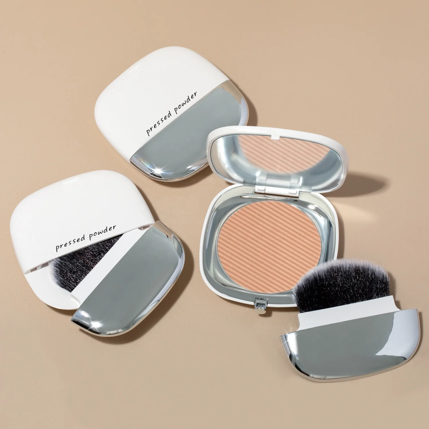 OEM Tanning Pressed Waterproof Setting Powder Palette With Brush Blurs Makeup Face Setting Powder