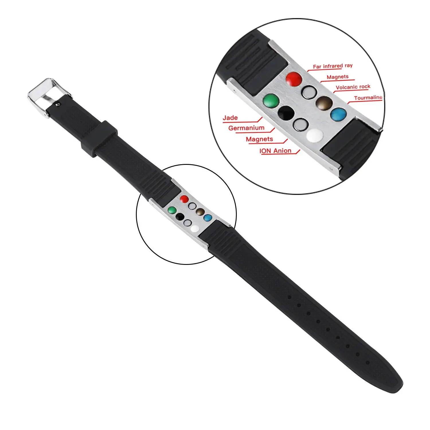 stainless steel magnetic bracelet Black Silicone Fashion Energy Magnetic Bracelet For Men Negative Ion