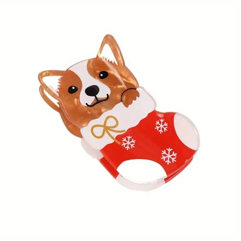 XIYIZI Cute Cartoon Animal Gripper Hair Clip Teddy corgi Horsetail Golden Hair Big Orange Cat Elk Christmas Shark Claw Clip