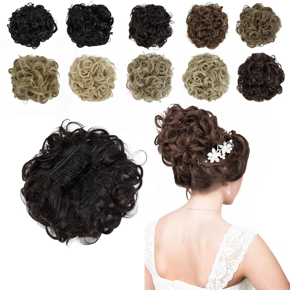 Messy Hair Bun Extension Wholesale Synthetic Hair Bun Synthetic Chignon Buns