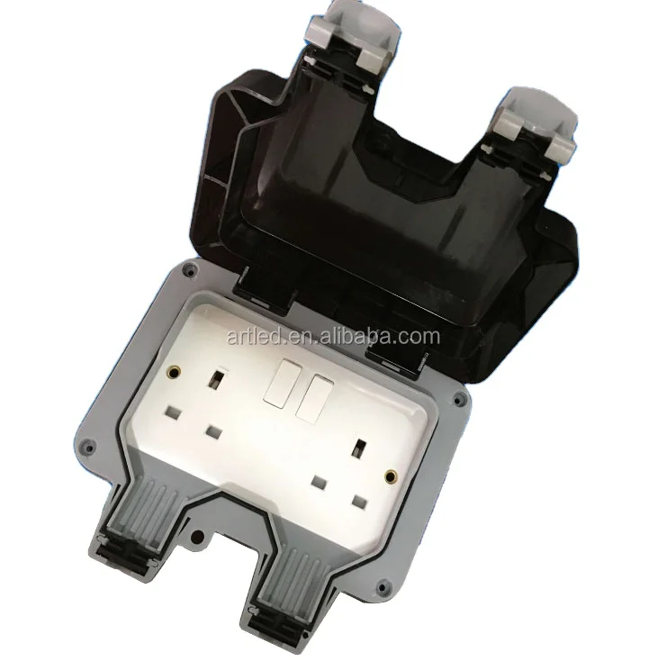 IP66 1 Gang and 2 Gang Weatherproof Single Outdoor Switched Socket 13A UK Socket