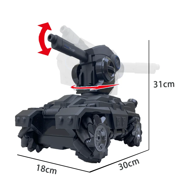 2022 New arrival Tank Fight Water Bullet Launch 2.4G Remote Control Car 360 Degree Spin RC Car Toys For Kids