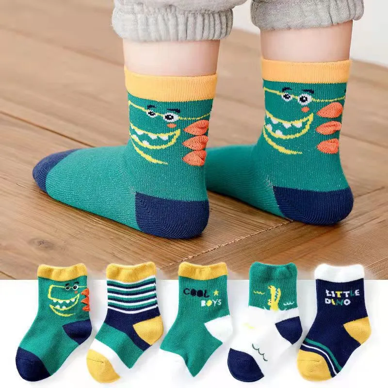 Wholesale Baby Socks 5 Pack Dinosaur Soft Infant Combed Cotton Cartoon Kids Child Children Cute Sock
