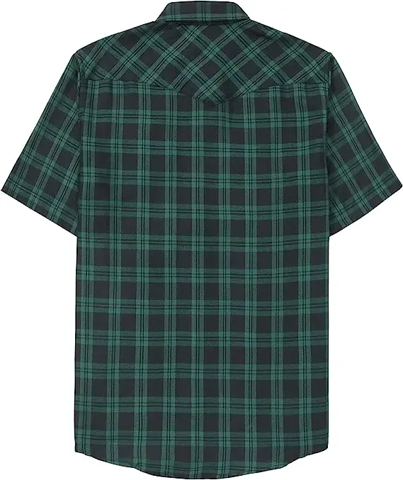 custom Bamboo Cotton Shirts Short Sleeve Cowboy Pearl Snap shirt Vintage Plaid Shirts for Men