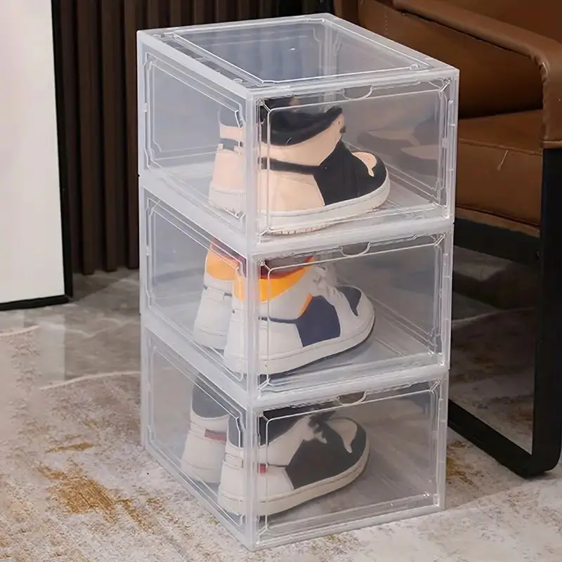 Best Seller Shoe Box, Transparent Magnetic Sneaker Stackable Acrylic Clear Drop Front Shoe Plastic Box Shoe Case Container