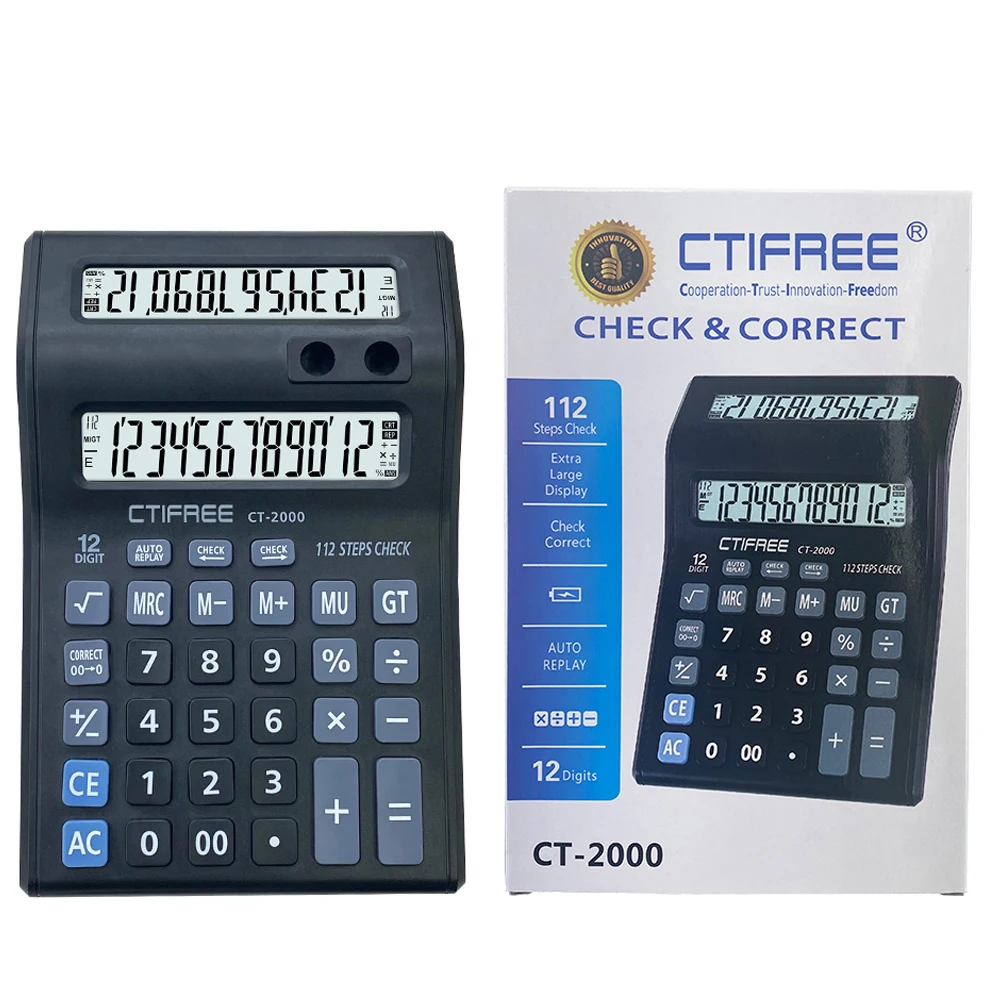 Hot Selling 12-bit Large LCD Large CT-2000 Desktop Calculator Desktop Office Supplies Calculator Accounting Calculator
