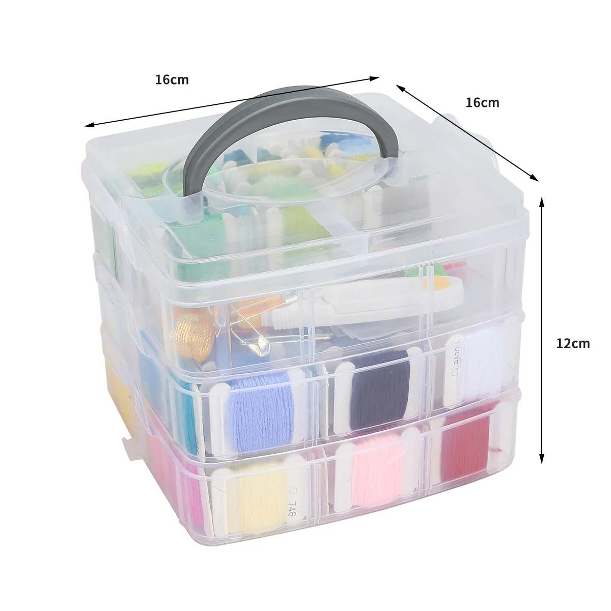 Three-layer plastic knitted storage box portable sewing kit box multi Compartment sewing organizer box DIY Hand Sewing Hotels