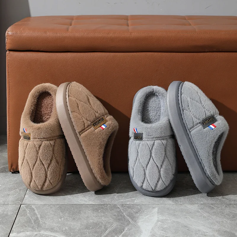 Cotton slippers for Men 2024 New Winter Indoor Plus Velvet Comfortable Warm Wool slippers Winter Plus Velvet Cotton slippers