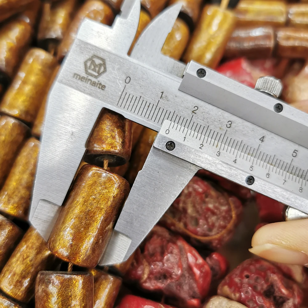 Wholesale Golden Natural Coral Cylinder Beads Large Hole Stone Beads For Jewelry Making